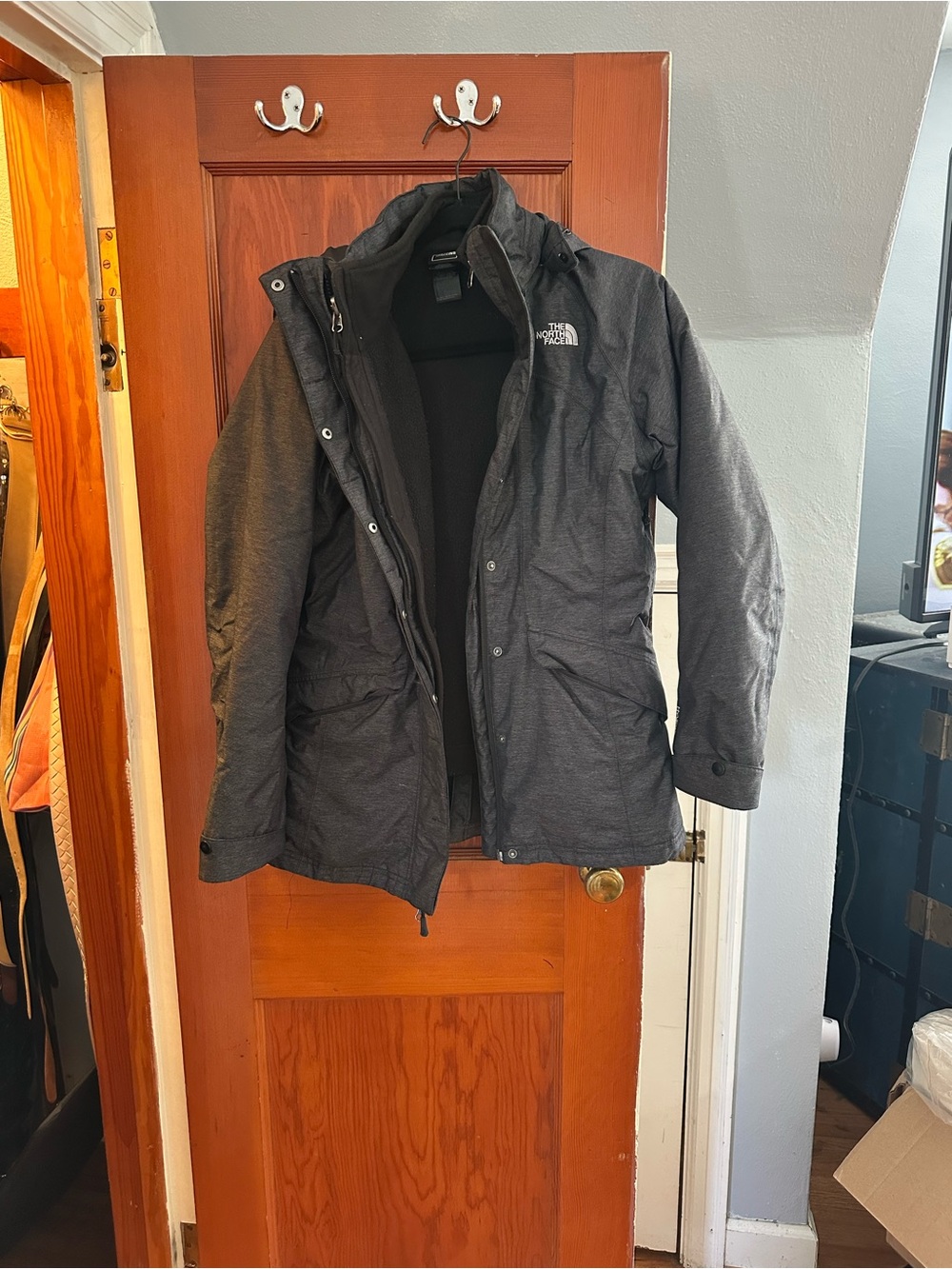 The North Face Charcoal Gray Insulated Parka Jacket